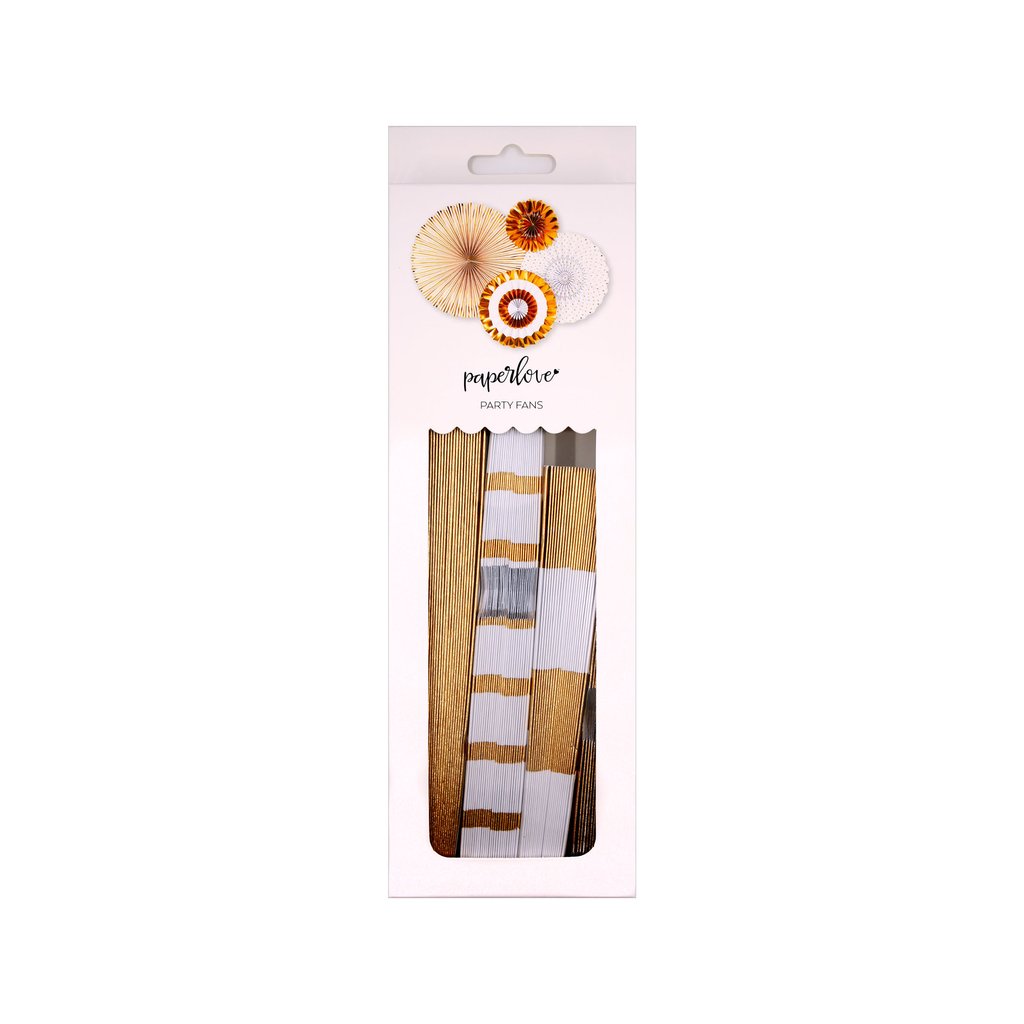 PAPER LOVE PARTY FANS: GOLDEN