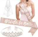 AM ANNA Rose Gold Bride to Be Pink Bachelorette Party Decorations Kit, Includes Bride to Be Sash, Rhinestone Tiara,White Veil Bridal Shower Decorations...