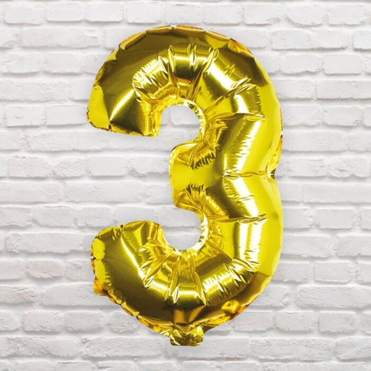 GOLD FOIL NUMBER 3 BALLOON - PICK AND MIX