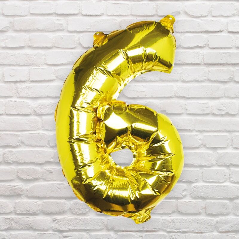 GOLD FOIL NUMBER 6 BALLOON - PICK AND MIX