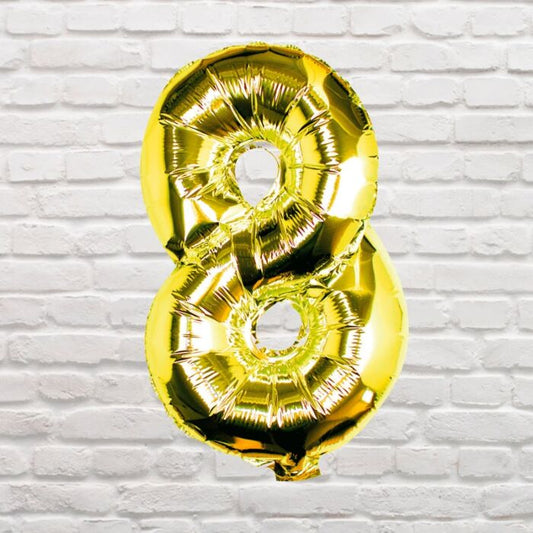 GOLD FOIL NUMBER 8 BALLOON - PICK AND MIX
