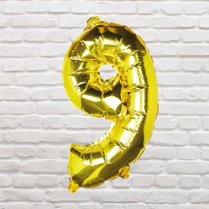 GOLD FOIL NUMBER 9 BALLOON - PICK AND MIX