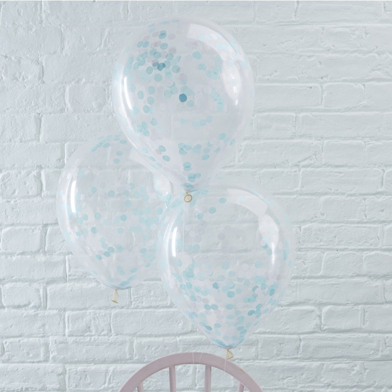 BLUE CONFETTI FILLED BALLOONS