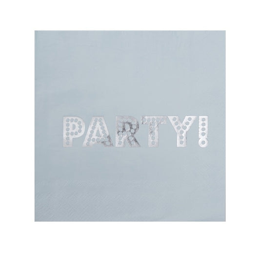 Baby Blue & Silver Foil PARTY Napkins - Pastel Perfection