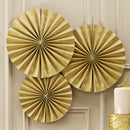 CIRCLE FAN PINWHEEL DECORATIONS - GOLD SPARKLE