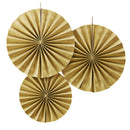 CIRCLE FAN PINWHEEL DECORATIONS - GOLD SPARKLE