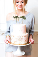 Congrats Gold Mirrored Cake Topper