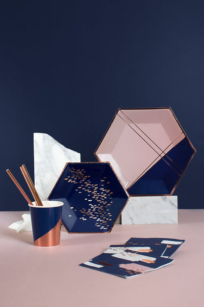 Erika Navy Speckle Small Paper Plates