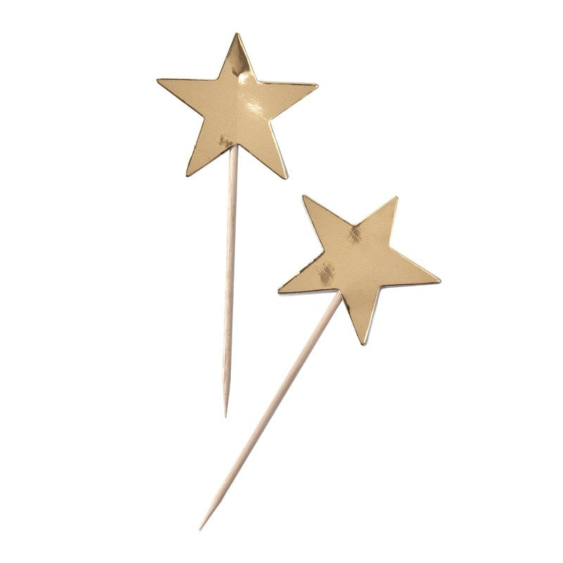 Gold Foiled Star Cupcake Toppers - Metallic Star
