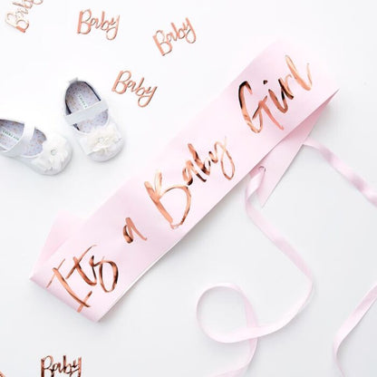 IT'S A BABY GIRL PINK BABY SHOWER SASH