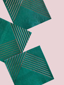 Manhattan Dark Green Striped Cocktail Napkins