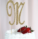 4.5" Rhinestone Cake Topper - Gold Letter M