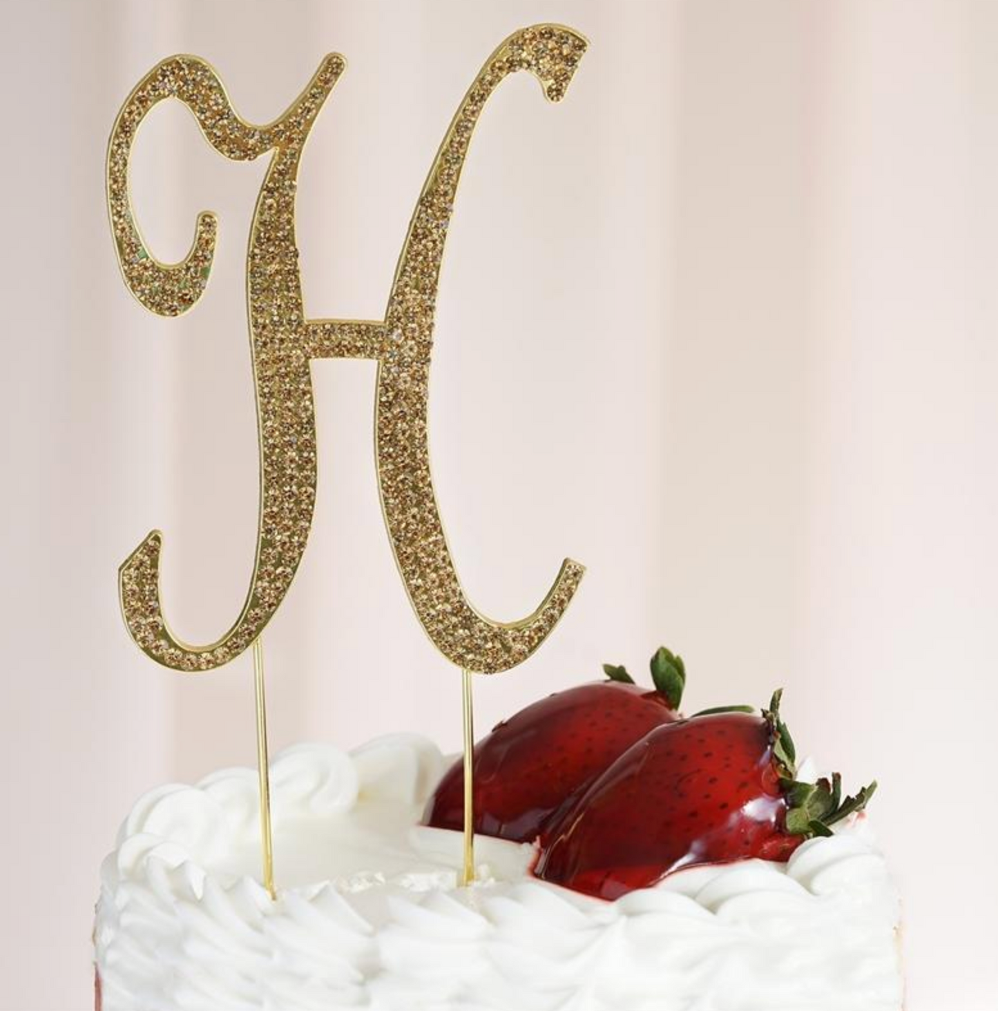 4.5" Rhinestone Cake Topper - Gold Letter H