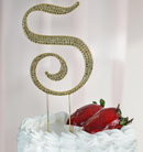 4.5" Rhinestone Cake Topper - Gold Letter S