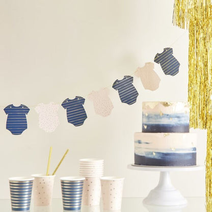 GOLD FOILED PINK & NAVY BABY GROW BABY SHOWER BANNER