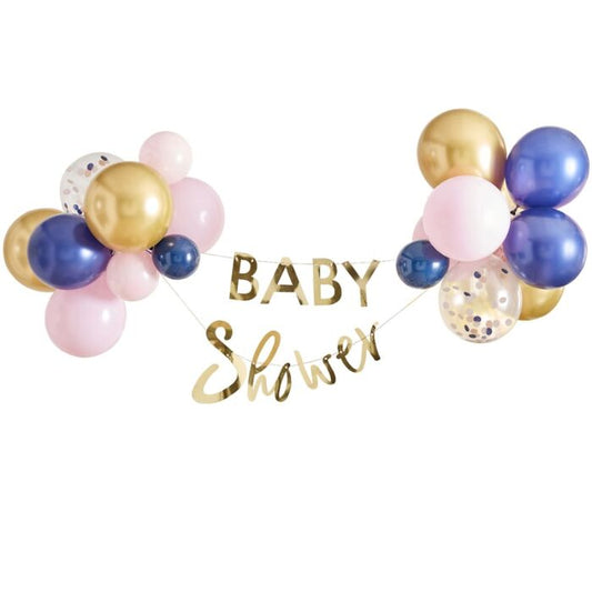 GOLD BABY SHOWER BANNER AND BALLOON DECORATION