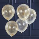 GOLD ANGEL HAIR FILLED PARTY CONFETTI BALLOONS - POP THE BUBBLY