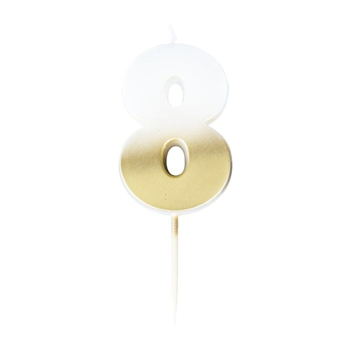 Gold Glitter 8 Number Candle - Pick and Mix