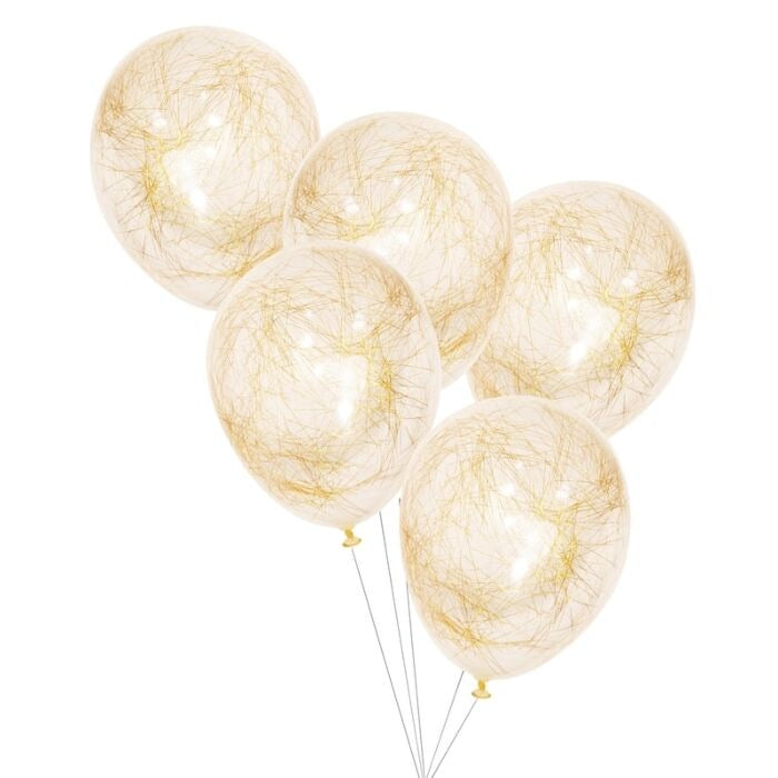GOLD ANGEL HAIR FILLED PARTY CONFETTI BALLOONS - POP THE BUBBLY