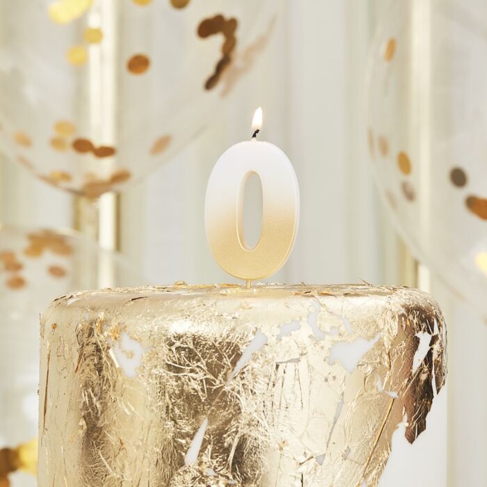 Gold Glitter 0 Number Candle - Pick and Mix