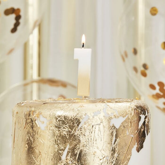 GOLD OMBRE 1 NUMBER BIRTHDAY CANDLE