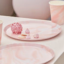 Pink Marble Print Paper Plates