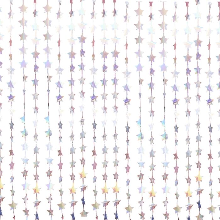 IRIDESCENT FOIL CURTAIN BACKDROP HANGING STAR DECORATION