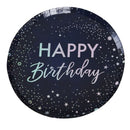IRIDESCENT FOILED HAPPY BIRTHDAY PAPER PLATES - STARGAZER
