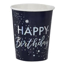 IRIDESCENT FOILED HAPPY BIRTHDAY PAPER CUPS - STARGAZER
