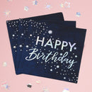 IRIDESCENT FOILED HAPPY BIRTHDAY PAPER NAPKINS - STARGAZER